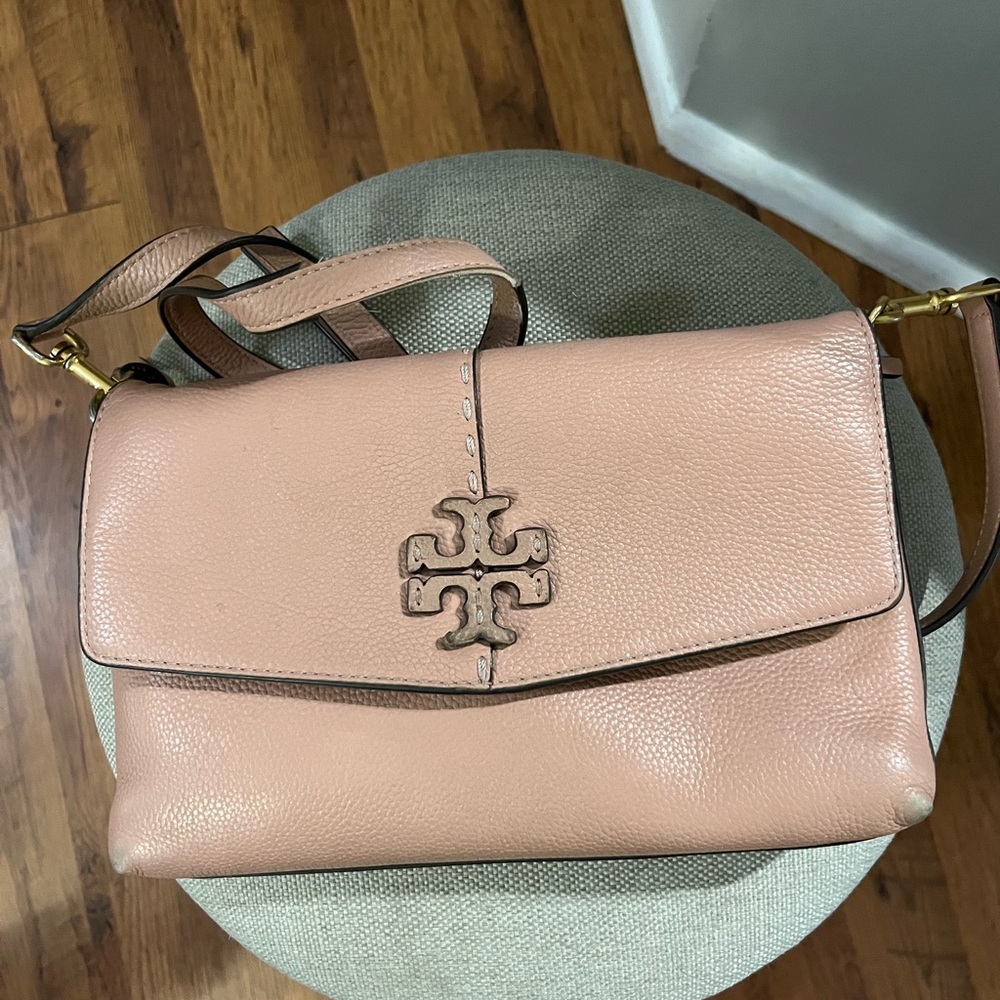 Tory Burch Blush Pink Leather Crossbody Shoulder Bag